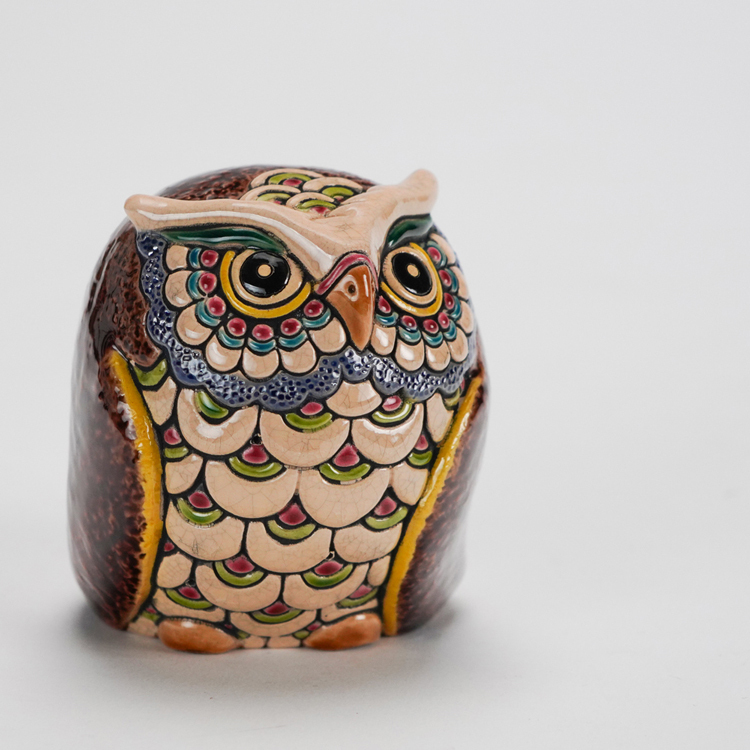 鹿港窯禮品館│交趾S可愛貓頭鷹