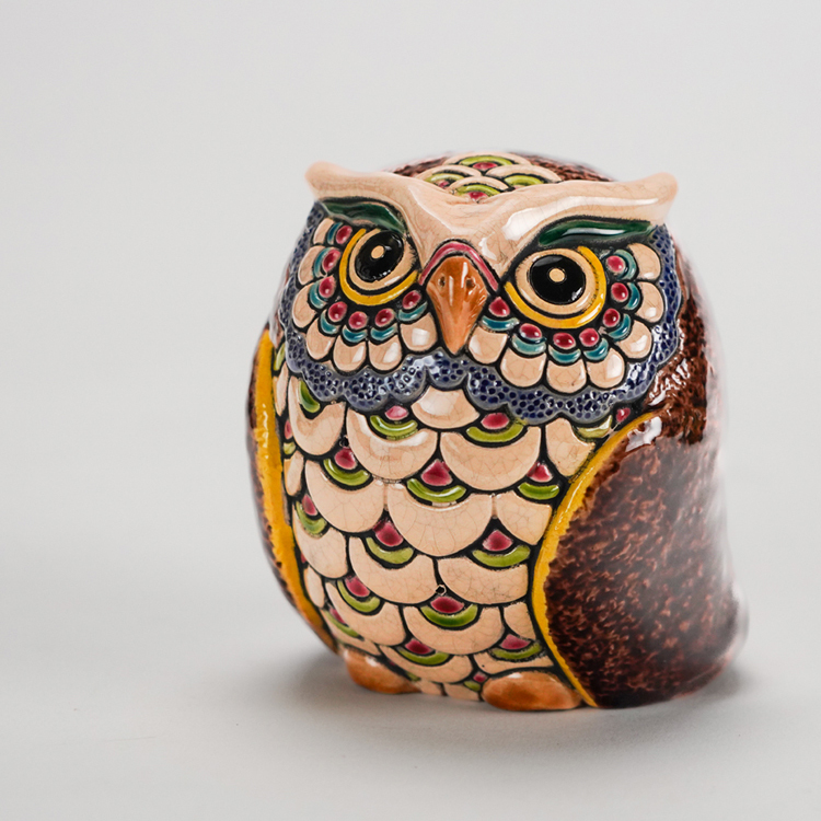 鹿港窯禮品館│交趾S可愛貓頭鷹