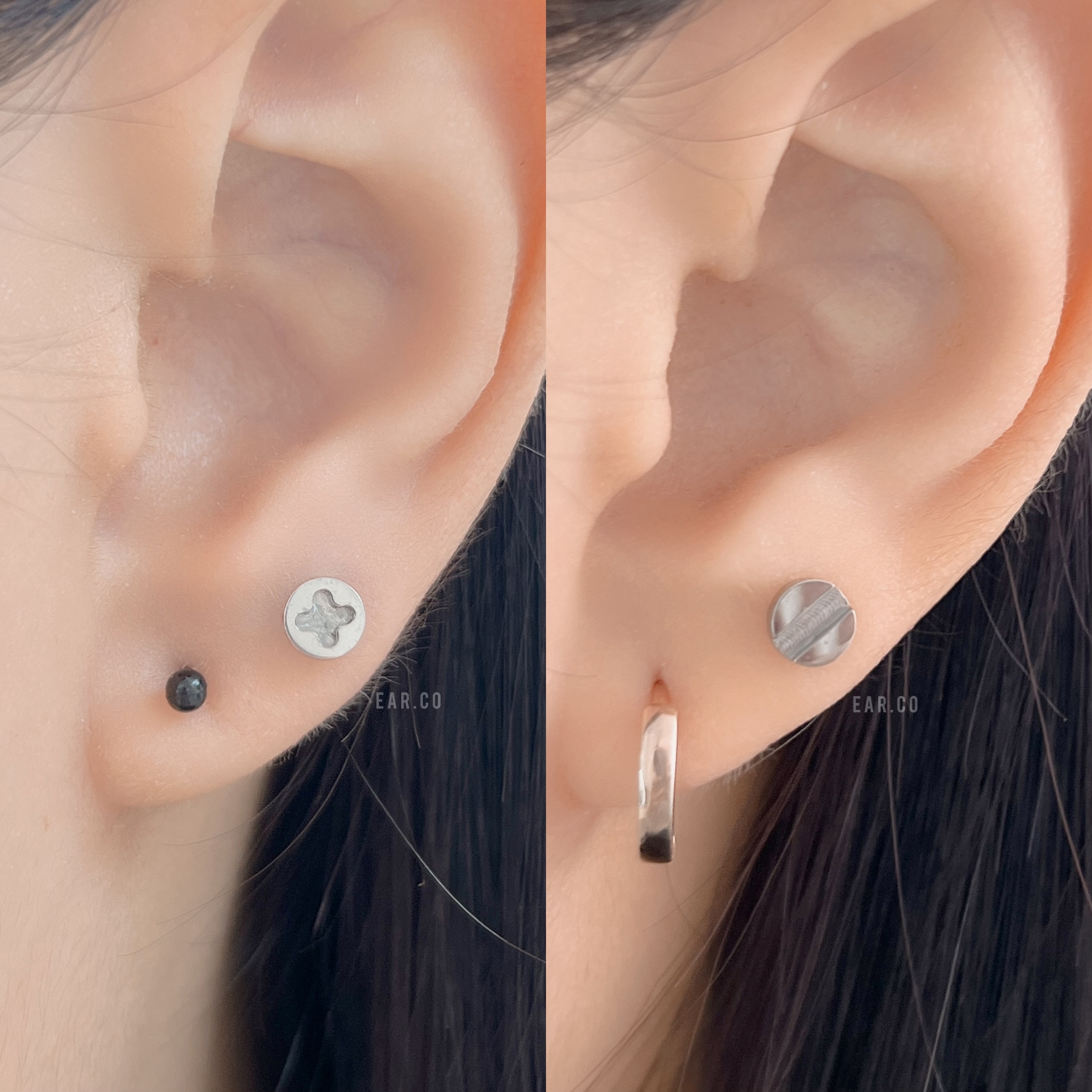 十字/一字螺絲平頭耳門/耳珠/耳骨釘 [G23 Titanium] [單支]