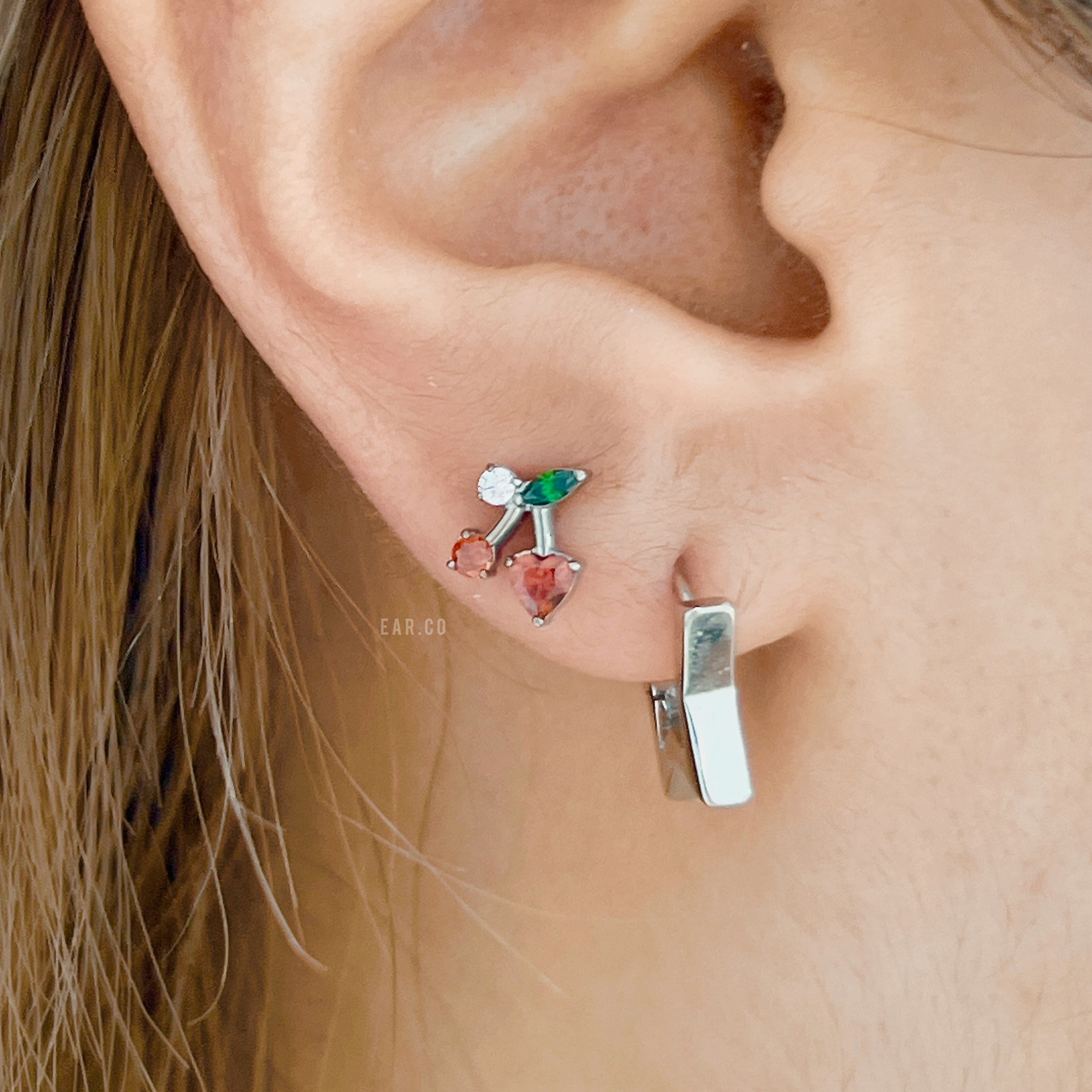 Cherry平頭耳門/耳珠/耳骨釘 [G23 Titanium] [單支]