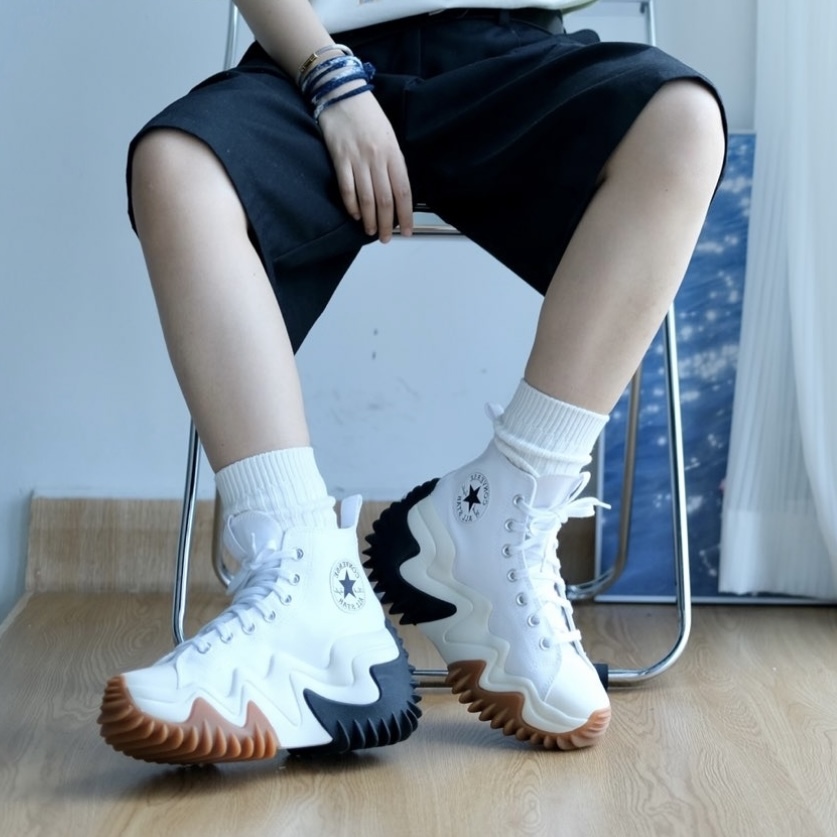 【現貨】Converse Run Star Motion 高筒 厚底 泫雅 波浪 增高 5cm 鋸齒  白
