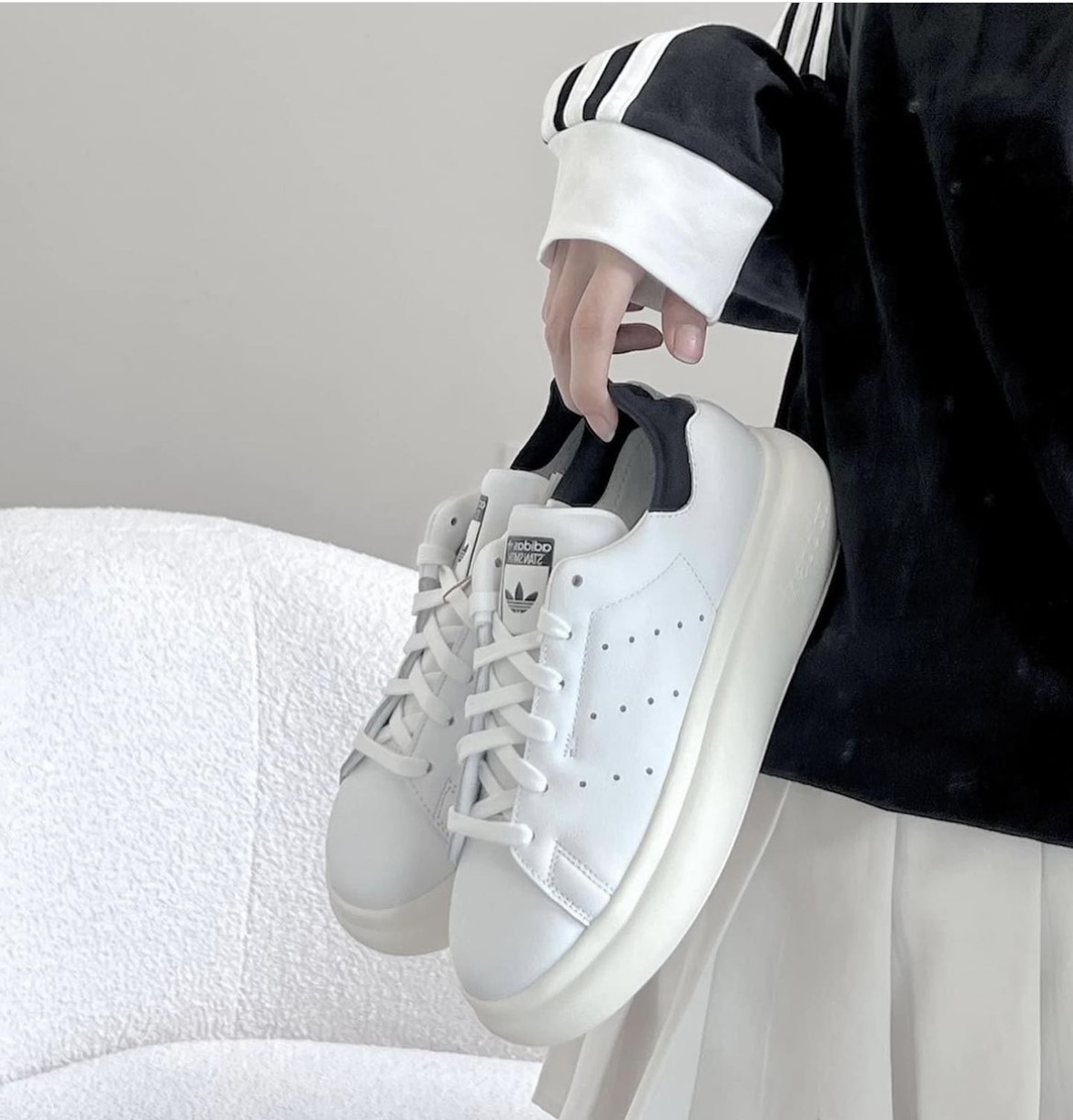 Adidas Originals  Stan Smith 奶白黑尾巴 厚底 復古 奶油底 IE0450/預購