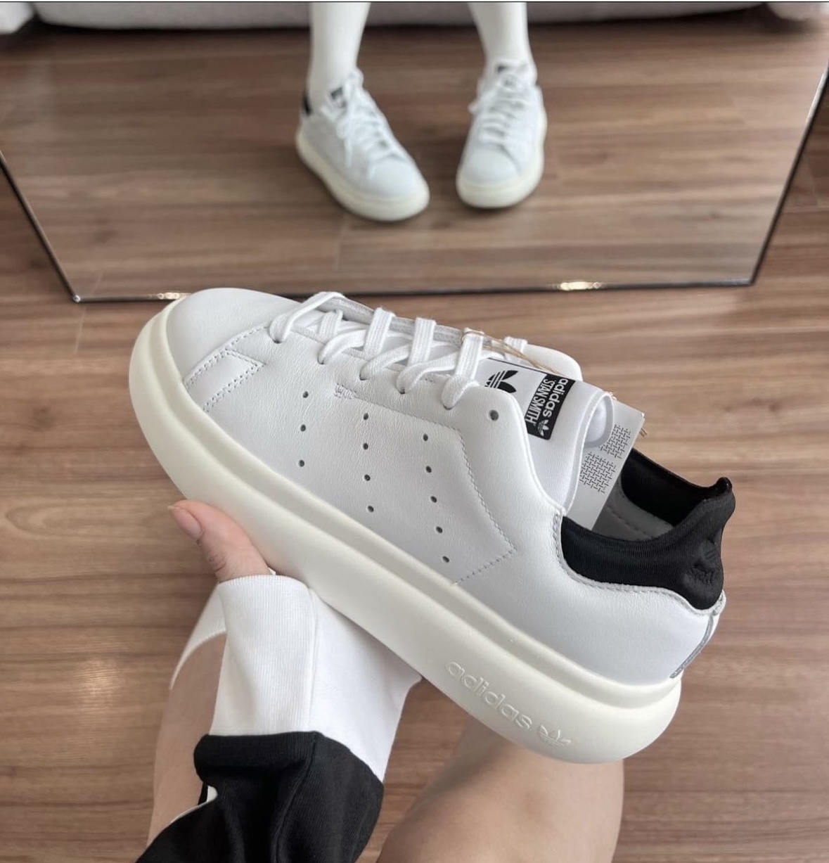 Adidas Originals  Stan Smith 奶白黑尾巴 厚底 復古 奶油底 IE0450/預購