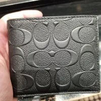 [S] COACH 75371 COMPACT ID SIGNATURE CRG,BLACK, 889532539734 (SCO638)