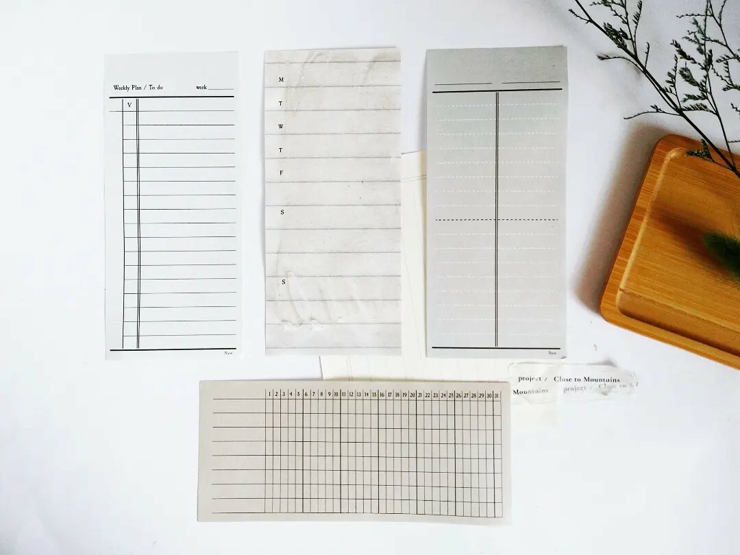 無色綻放．復古計畫表 便箋 便條紙 拼貼素材