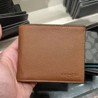 [S] COACH 74991 COMPACT ID SPRT CLF,DARK SADDLE, 889532535903 (SCO639)