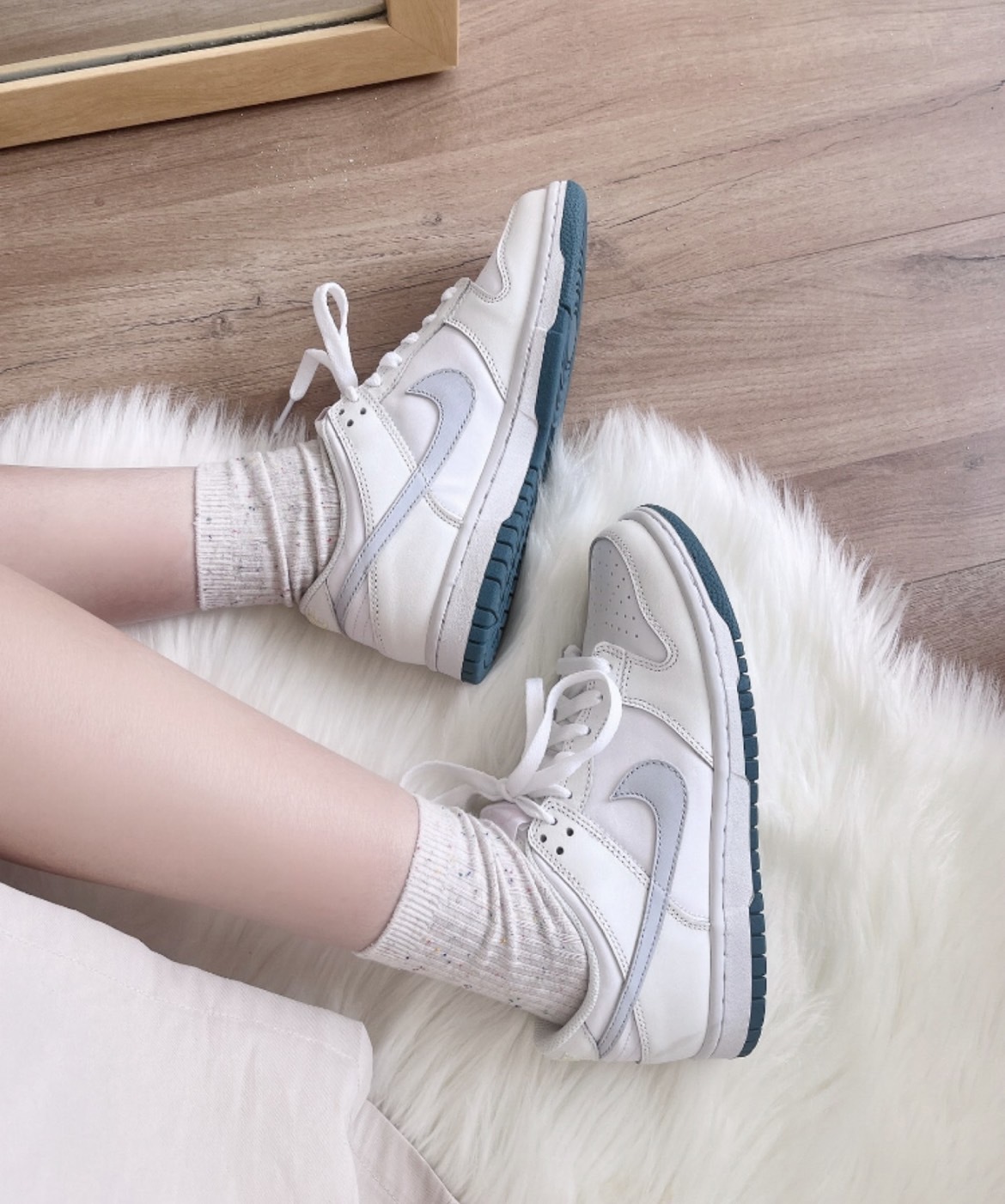 NIKE DUNK LOW GS 莫蘭迪綠 孔雀綠底 灰勾