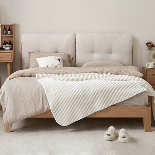 禾沐實木軟包床架M款HM-L701L