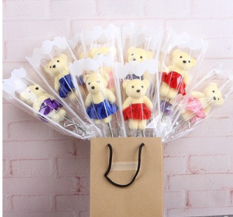 小熊花情人节礼品（颜色随机）