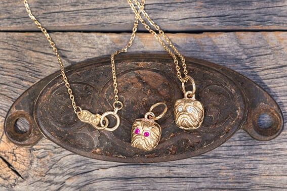 K10 SMALL BULL RUBY or DIAMONDS＋K10 GOLD CHAIN