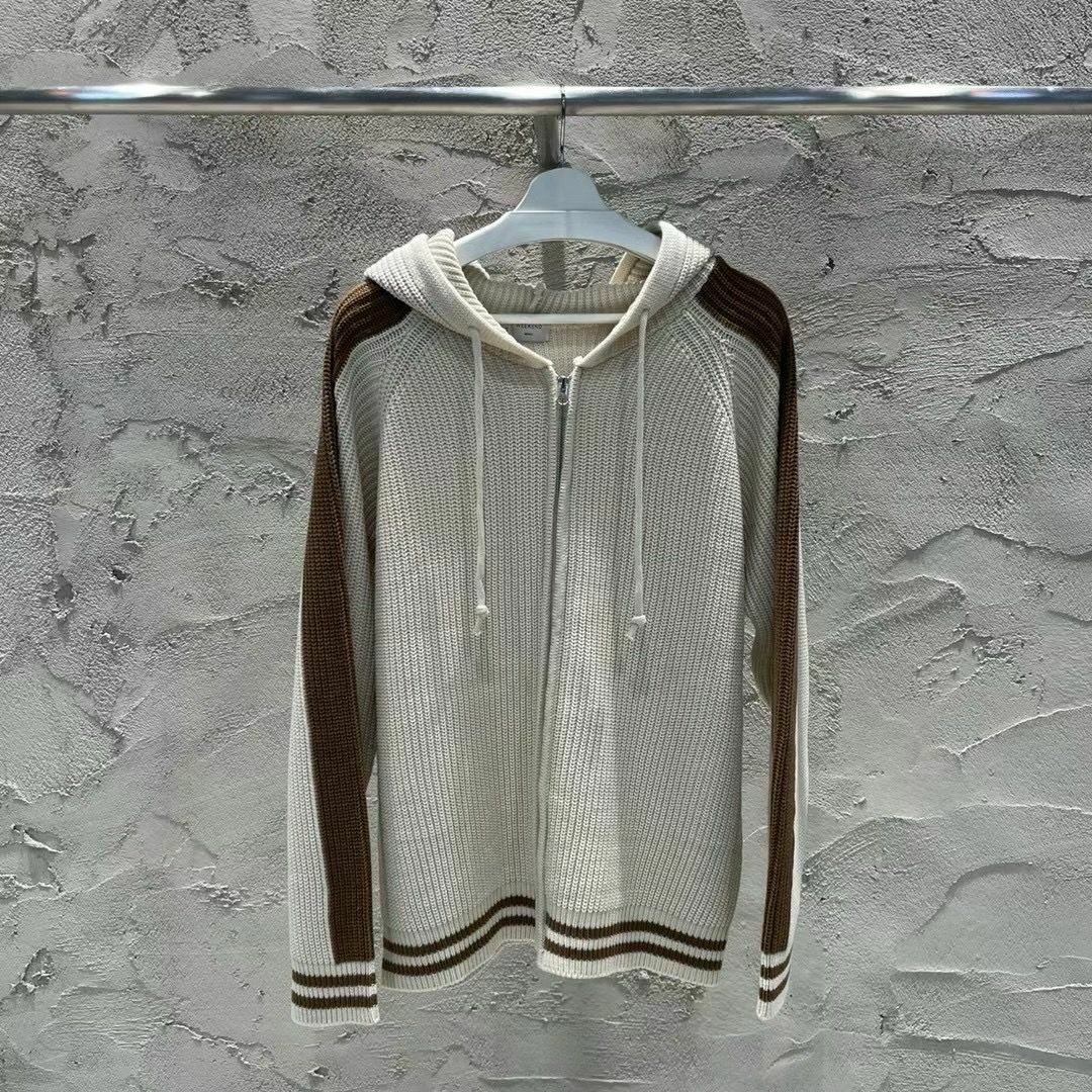 拼色連帽拉鍊針織外套 WEEKEND-020JK