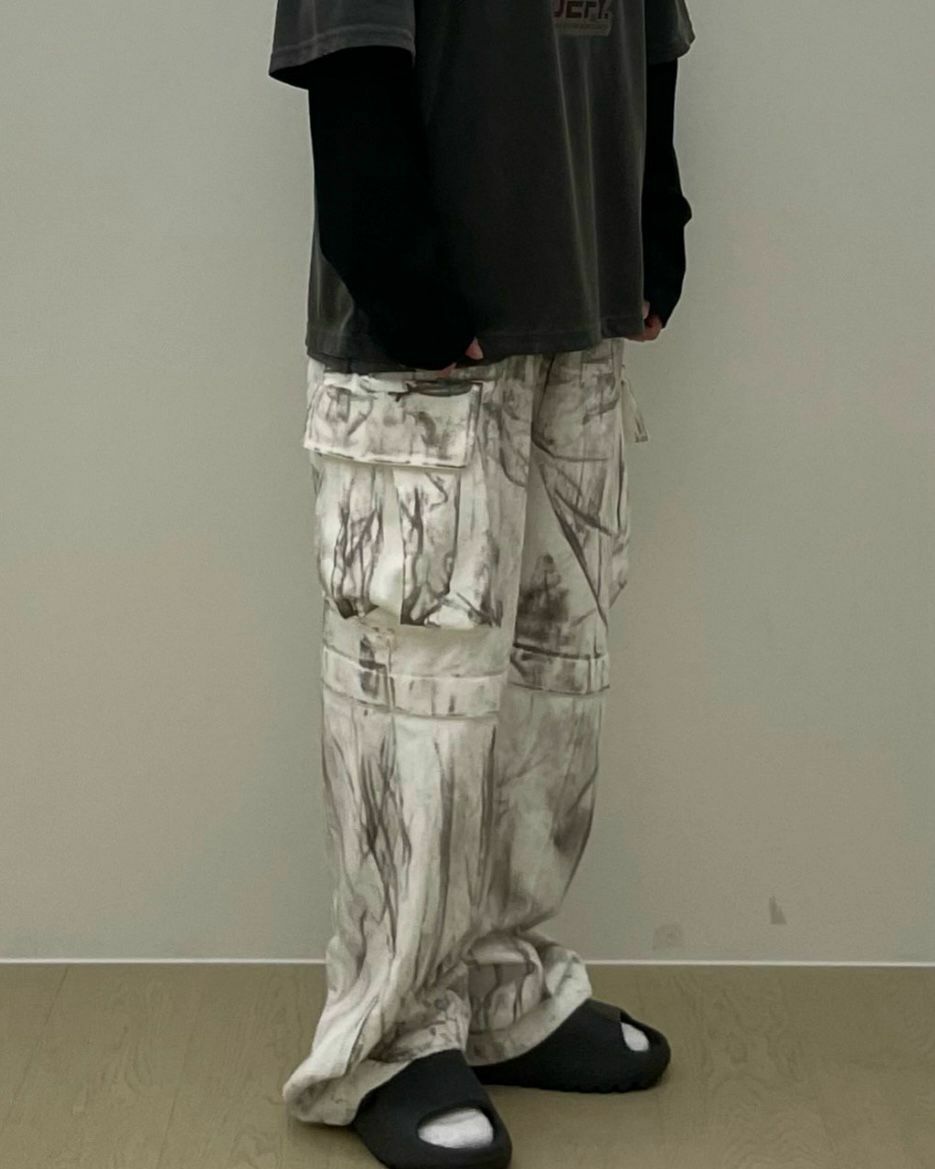 仿污可束腳工裝鬆身褲 EASY-003P