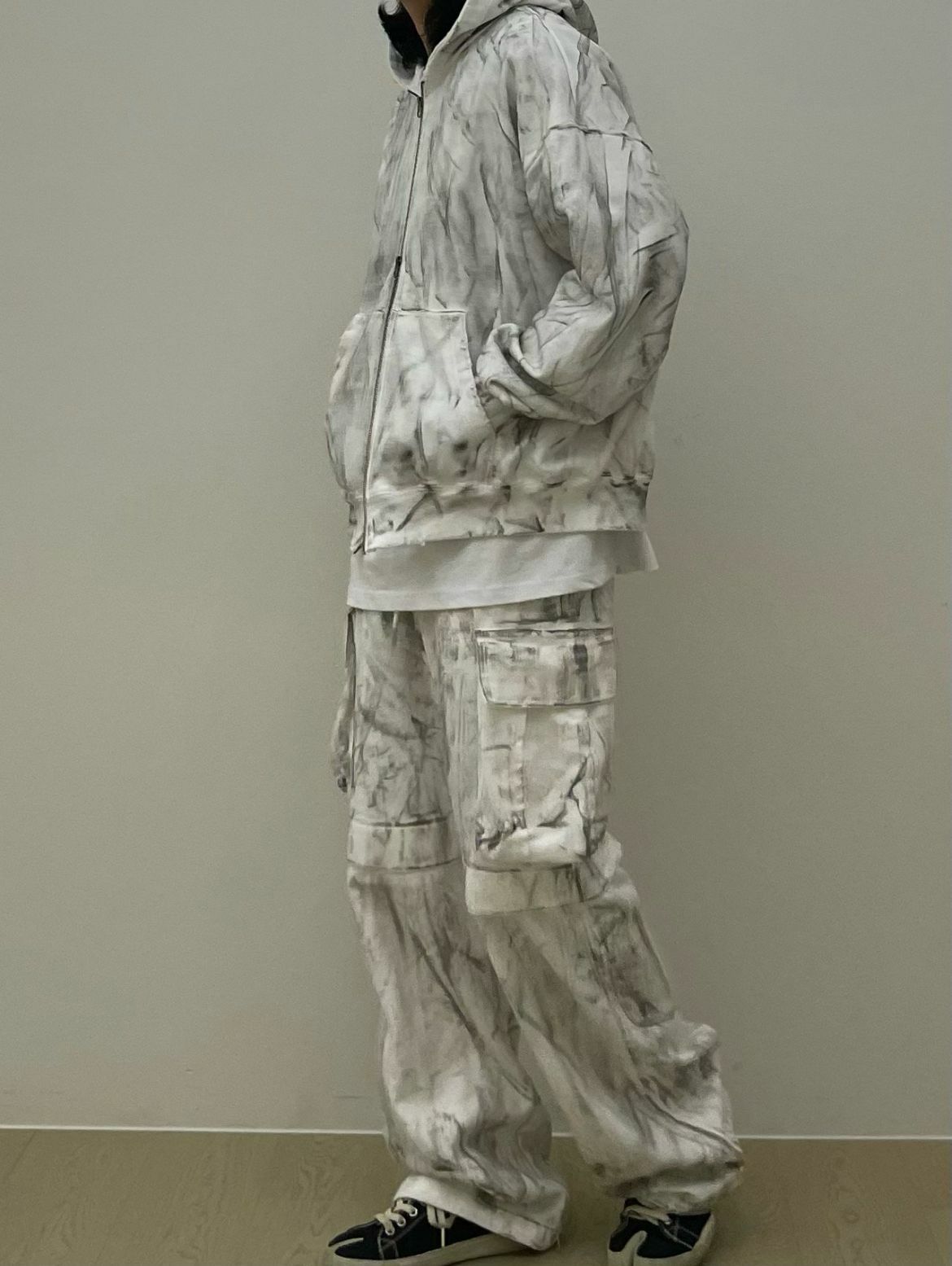 仿污連帽拉鍊外套 EASY-004JK