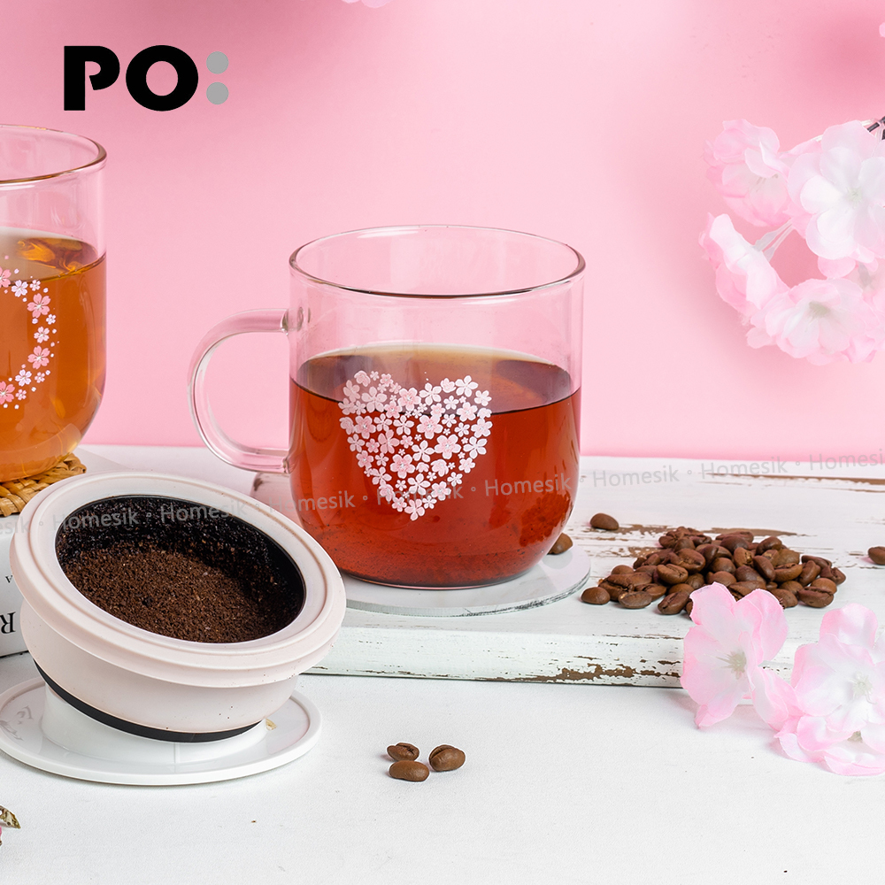 手沖咖啡杯 2.0 (粉紅櫻花) PO:14939 連不鏽鋼濾網