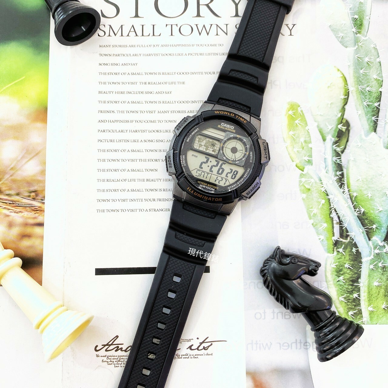 【CASIO 卡西歐】 世界地圖時區電子錶AE-1000W-1A 45mm 現代鐘錶