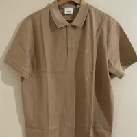 [S] BURBERRY EDDIE EKD MONOGRAM MOTIF COTTON PIQUE POLO SHIRT,SOFT FAWN, 8067587100 (SB113)