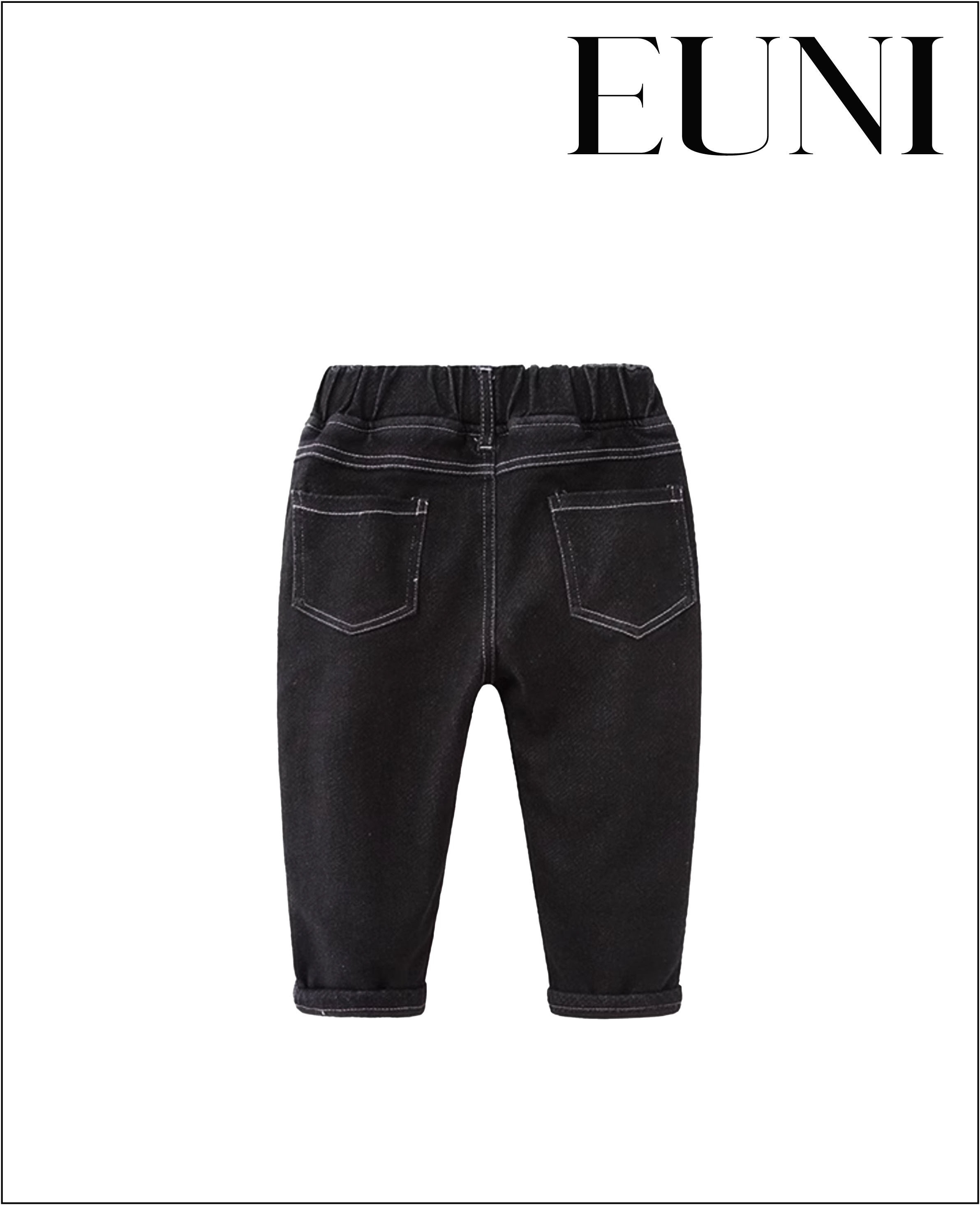 寶寶牛仔黑加厚褲子