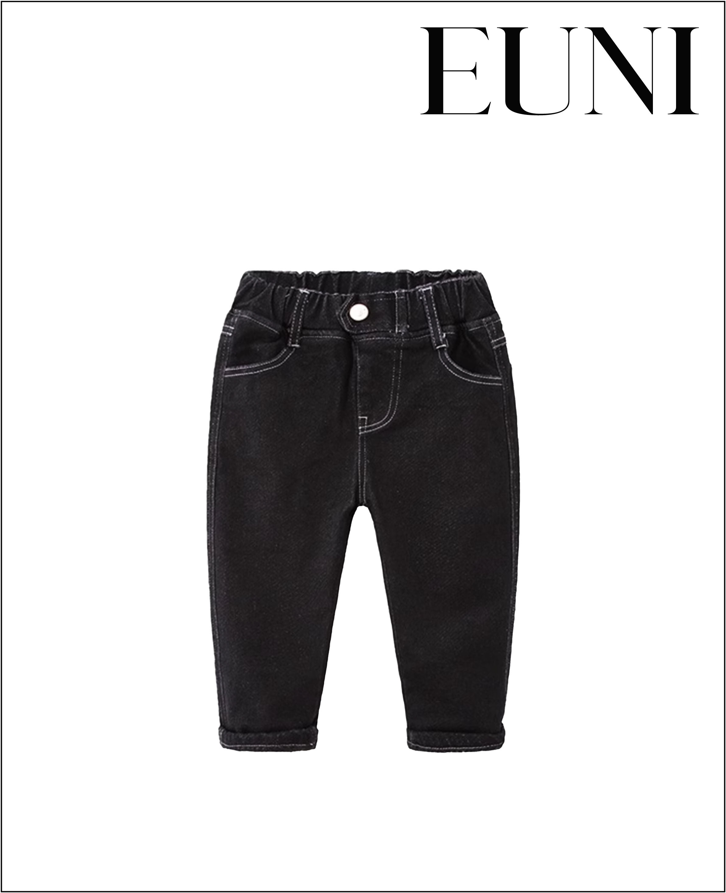 寶寶牛仔黑加厚褲子