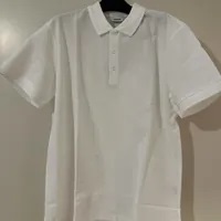 [S] BURBERRY EDDIE EKD MONOGRAM MOTIF COTTON PIQUE POLO SHIRT,WHITE, 8067583100 (SB118)