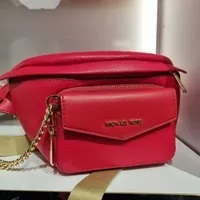 [S] MICHAEL KORS 35F3G5MN7L MAISIE LG 2IN1 WAISTPACK LEATHER,BRIGHT RED, 196237269645 (SMK731)