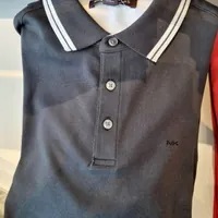 [S] MICHAEL KORS GREENWICH COTTON POLO SHIRT,BLACK, OH351XF20B-BLACK (SMK756)