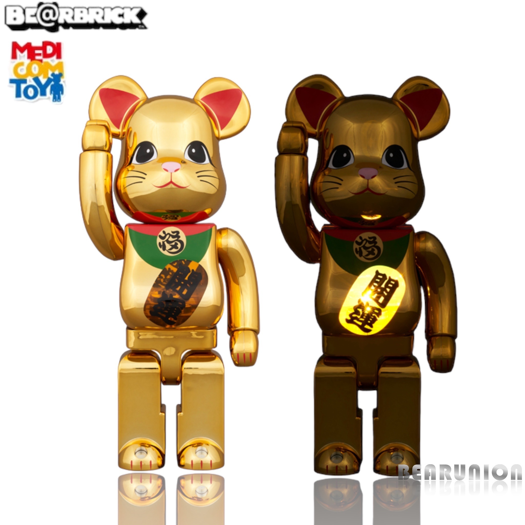 Bearbrick 400% 招き猫開運金メッキ発光