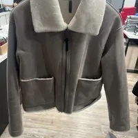 [S] DKNY FAUX SHEARLING AVIATOR JACKET,THISTLE, DL2MFM02-THI (SD741)