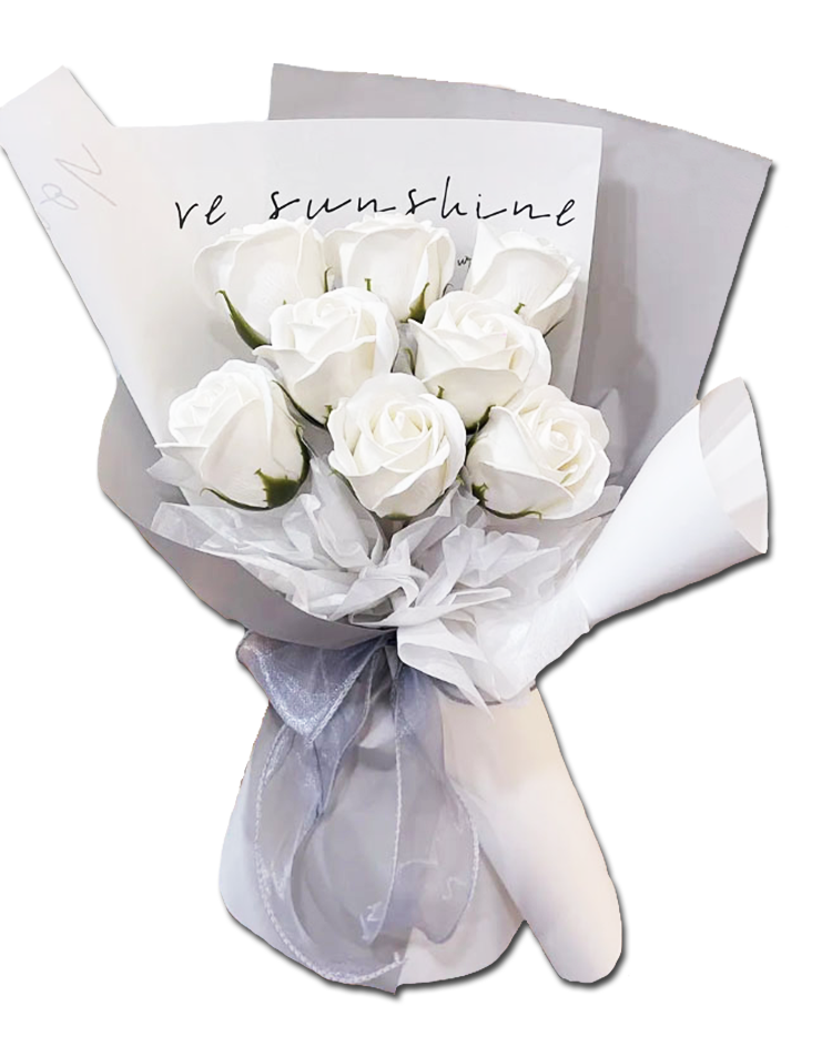 8朵白色香皂花束,告白花束