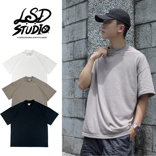 【23136】小高領重磅圓領短T