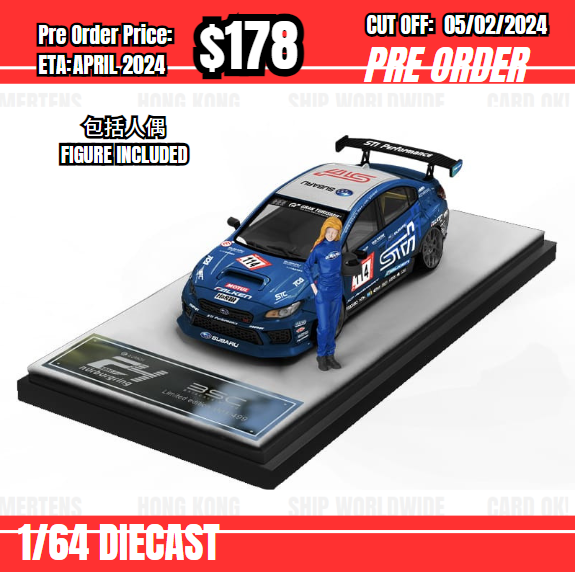 PO-$178 * Time Micro * 1:64 Subaru WRX STI Blue #114 w/figure [OD29/01]