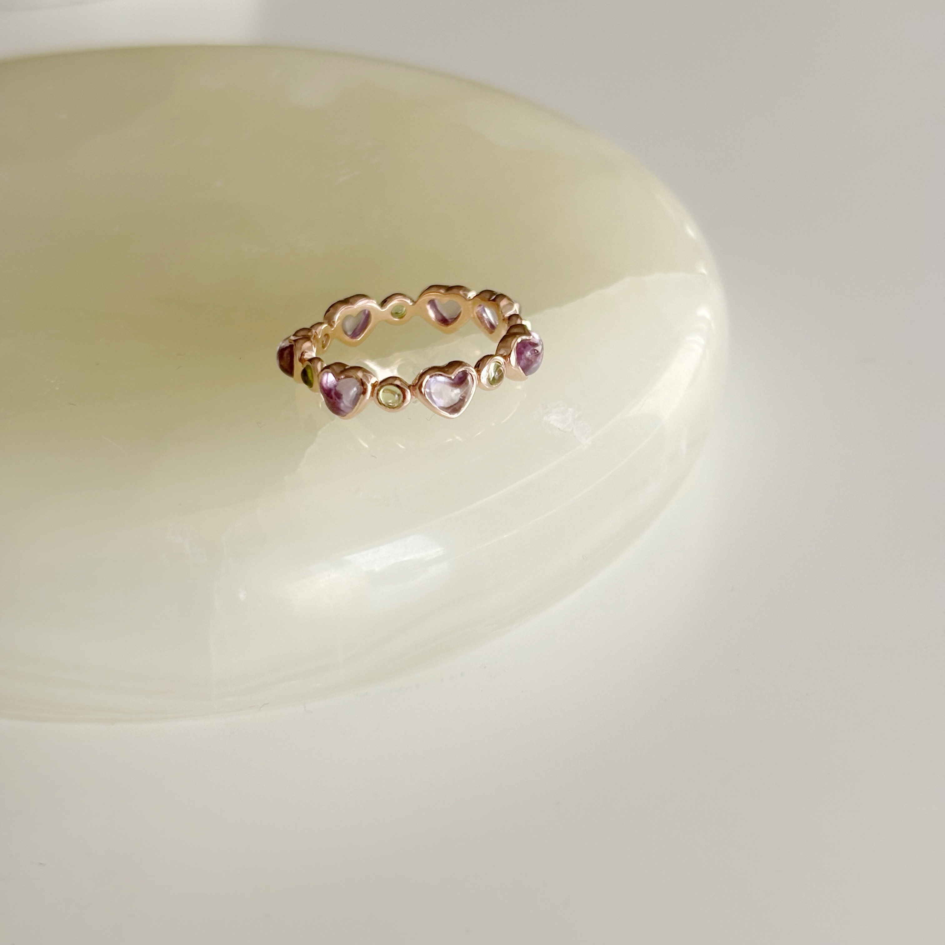 整圈QQ heart紫水晶橄欖石戒指