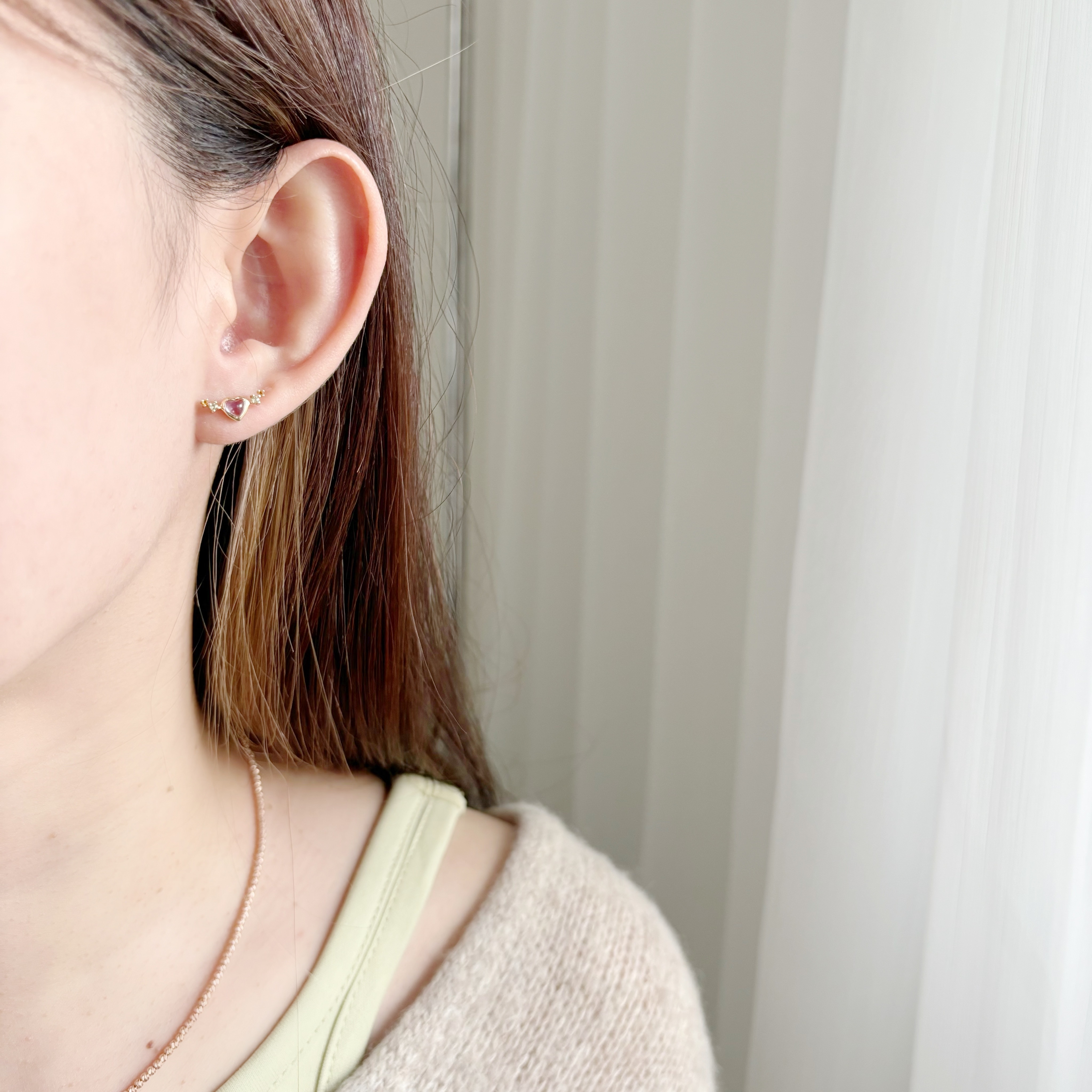 QQ heart流星紫水晶轉珠耳環