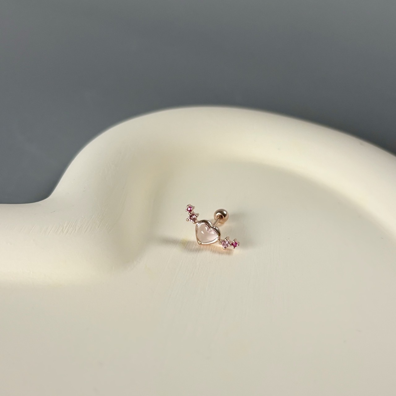 QQ heart流星粉晶轉珠耳環