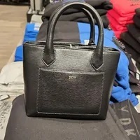 [S] DKNY R33A3A65 INES PVC MINI TOTE CBODY,BLACK/GOLD, 755404402997 (SD748)