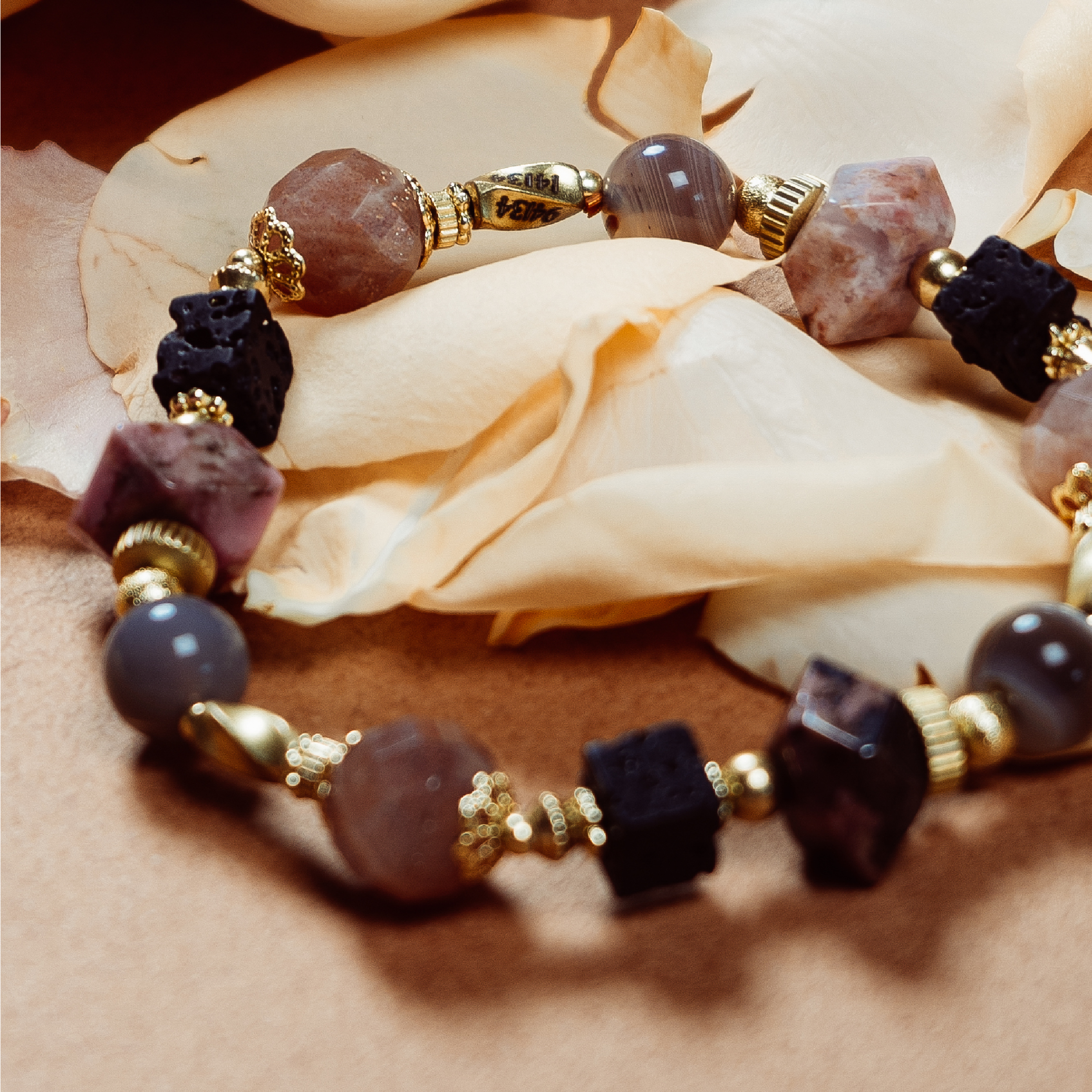 寶藏旅程｜玫瑰石太陽石手鍊 C1587