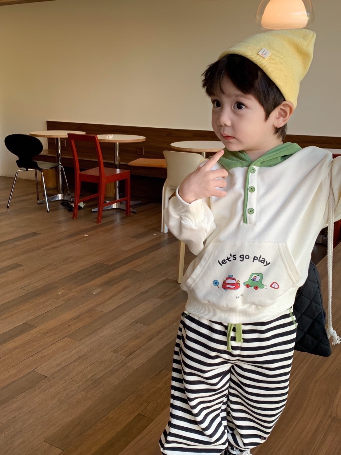 小汽車毛圈連帽衛衣