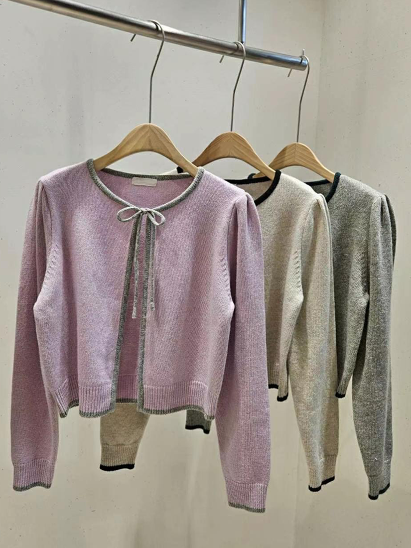 [現貨]撞色針織綁帶罩衫 [ 3色 / Free ]