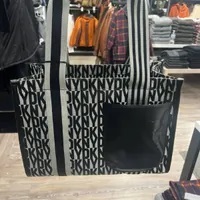 [S] DKNY KZH33J27 ALLOVER PROSPECT CANVAS LARGE TOTE,BLACK LOGO/BLACK, 755404322271 (SD754)