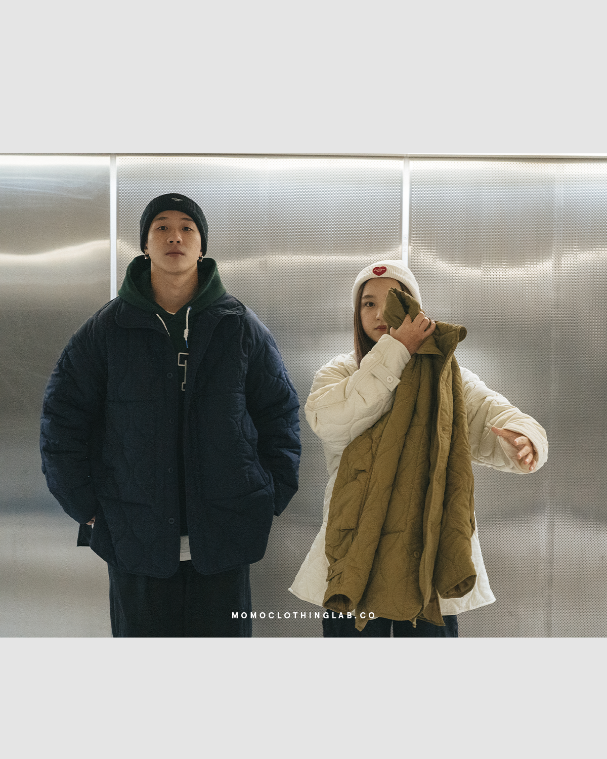 OurPick 日系菱格紋 鋪棉長版外套 3色