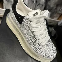 [S] DKNY KANDAS-LACE UP SNEAKER,WHITE/BLACK, K1203986-WHB [FINAL SALE] (SD757)