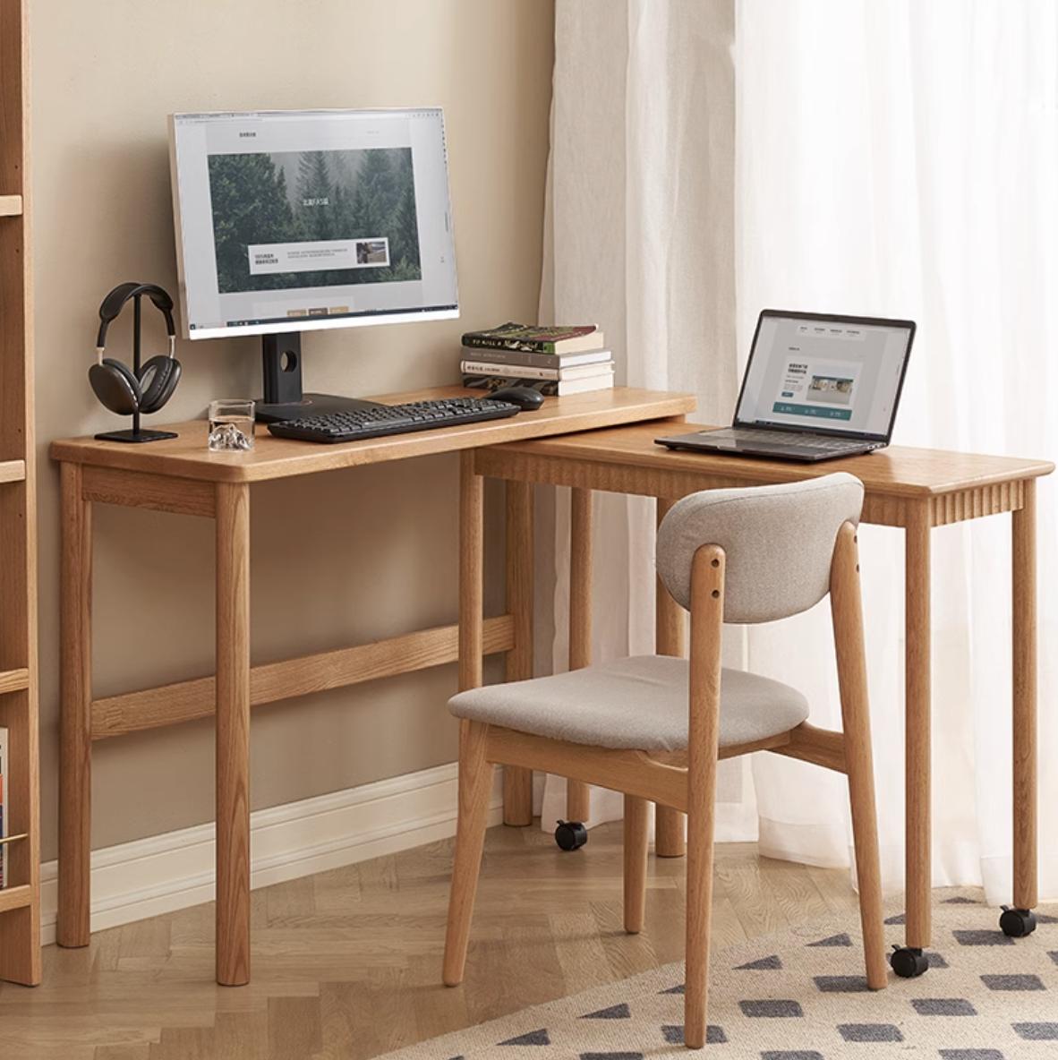 禾沐實木雙層書桌HM-L7163