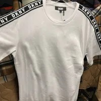 [S] DKNY LOGO JAQUARD COTTON JERSEY T-SHIRT,BLANC/BLANC, B3370607-8L2 (SD763)