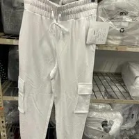 [S] DKNY COTTON JERSEY CARGO JOGGER WITH LOGO EMBOSSING,BLANC/BLANC, B3340524-8L2 [FINAL SALE] (SD770)