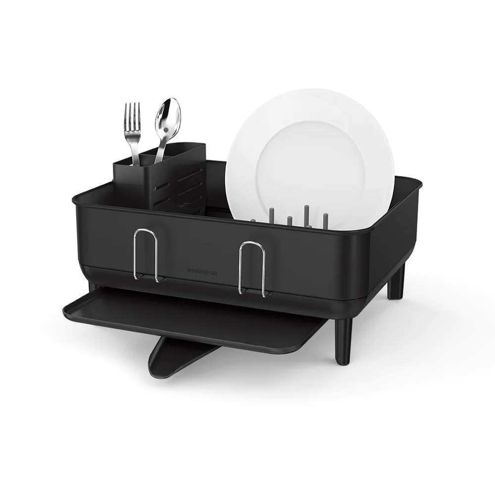 美國品牌SIMPLEHUMAN 39.4 x 38 x 19cm不銹鋼碗碟架-霧面黑色 -KT1207DC