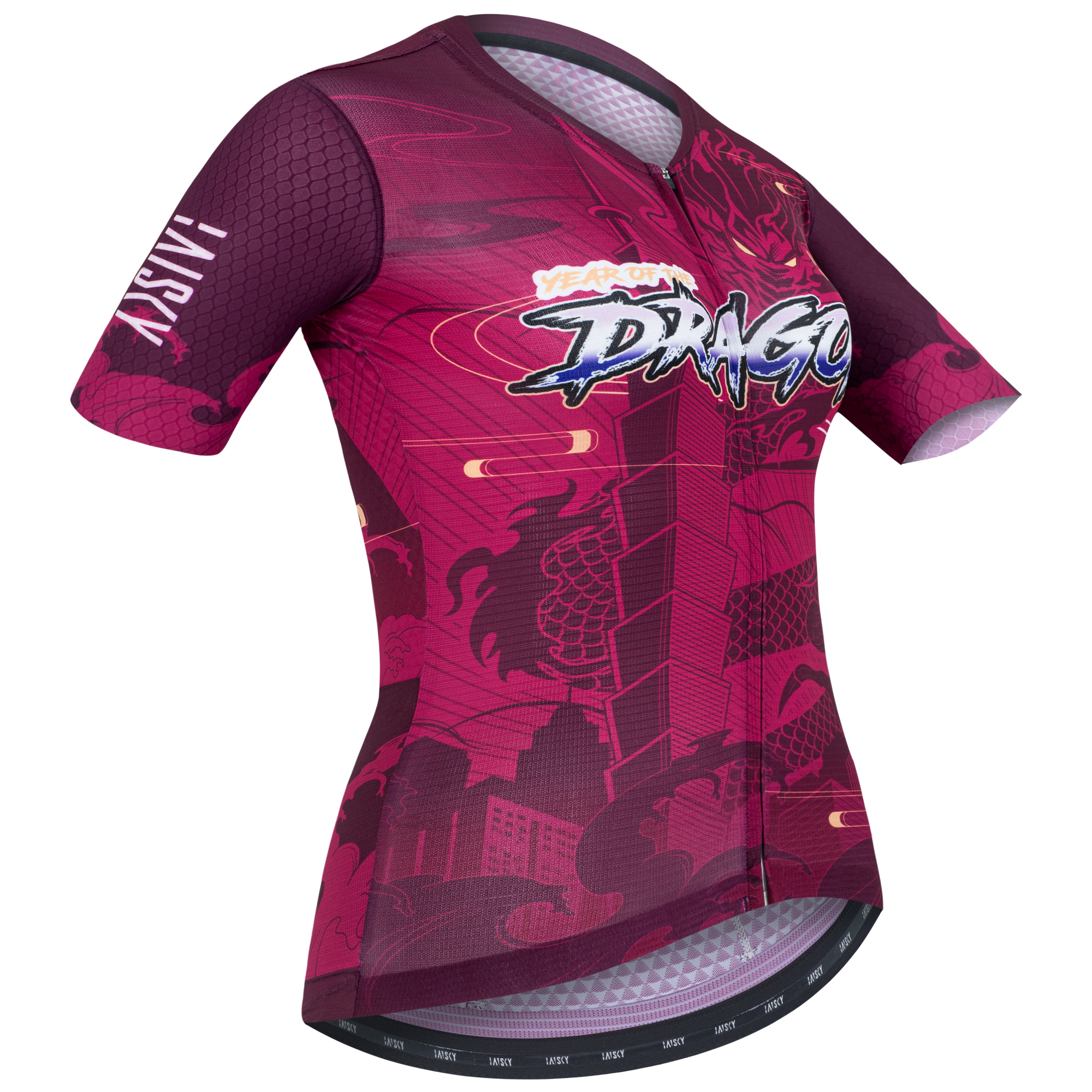 女款空力短車衣 昇龍 酒紅