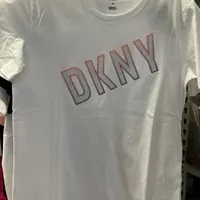 [S] DKNY DIAGONAL SEQUIN BORDER TEE,WHITE, B3360759-WHT (SD781)