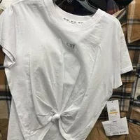 [S] DKNY METALLIC BUBBLE LOGO KNOT FRONT TEE,WHITE, DP3T8521-WHT (SD784)