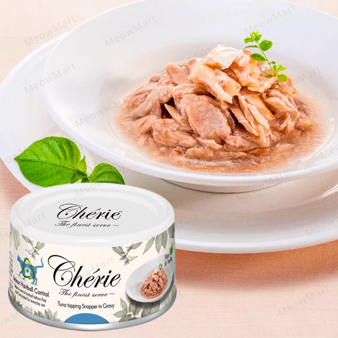 Cherie 法麗 - 微湯汁高纖排毛貓罐 (吞拿魚+鯛魚) 80g