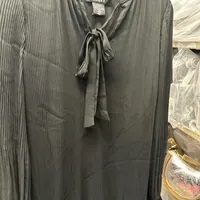 [S] DKNY WOMEN'S SLEEVELESS TIE NECK PLEATED SHIFT DRESS,BLACK, DD3F7489-BLK (SD787)