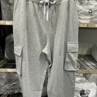 [S] DKNY COTTON JERSEY CARGO JOGGER WITH LOGO EMBOSSING,LT HTR GRY, B3340524-UXA (SD788)